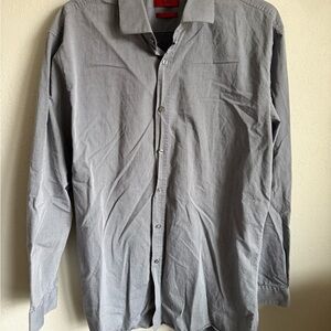 Men’s 16.5” Neck Gray Hugo Boss Modern Fit Formal Cocktail Wedding Classic Shirt